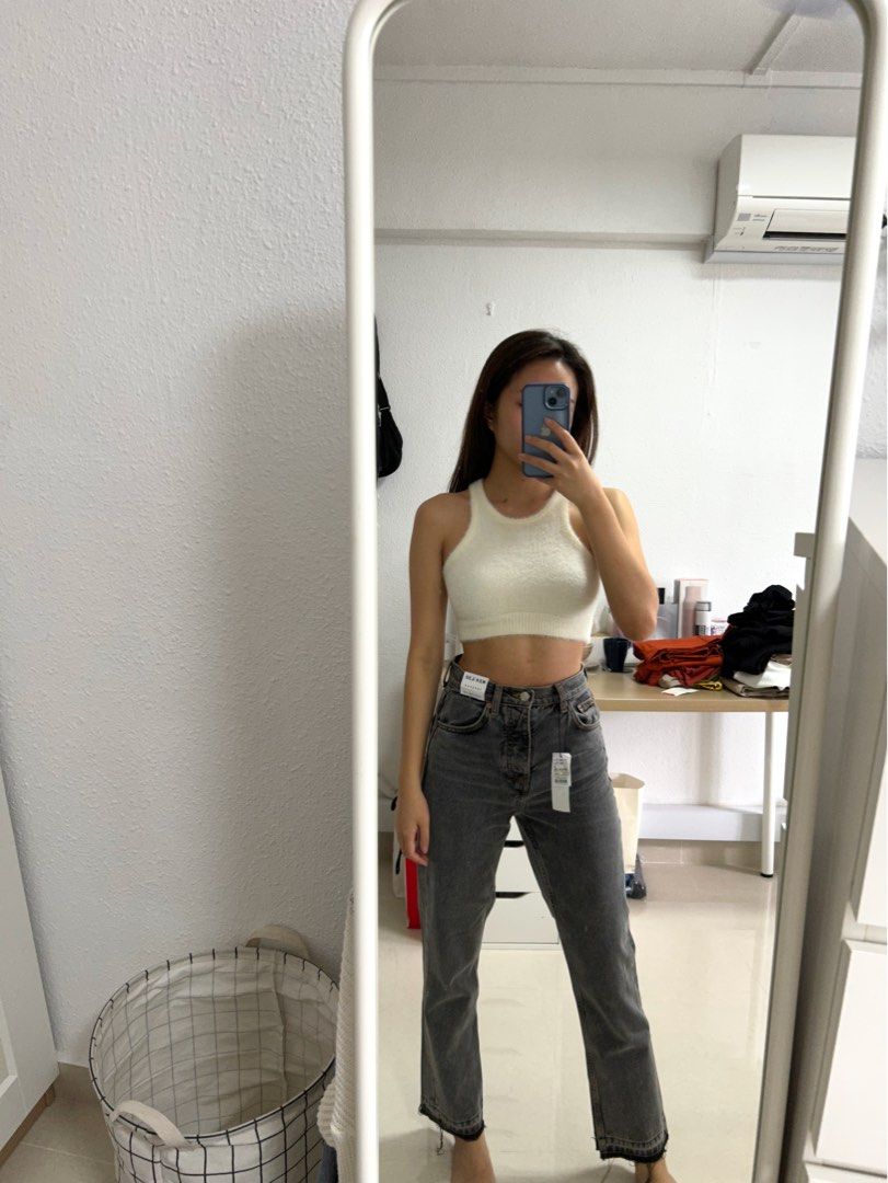 petite grey mom jeans