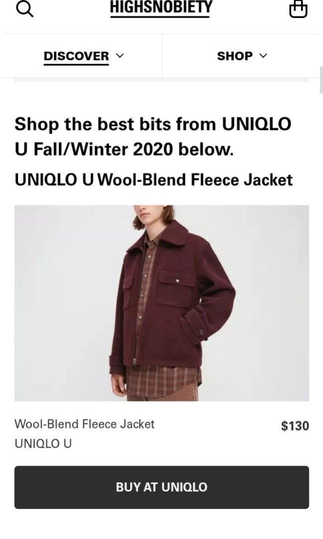 Uniqlo U Lemaire men wool blend fleece jacket Men s Fashion