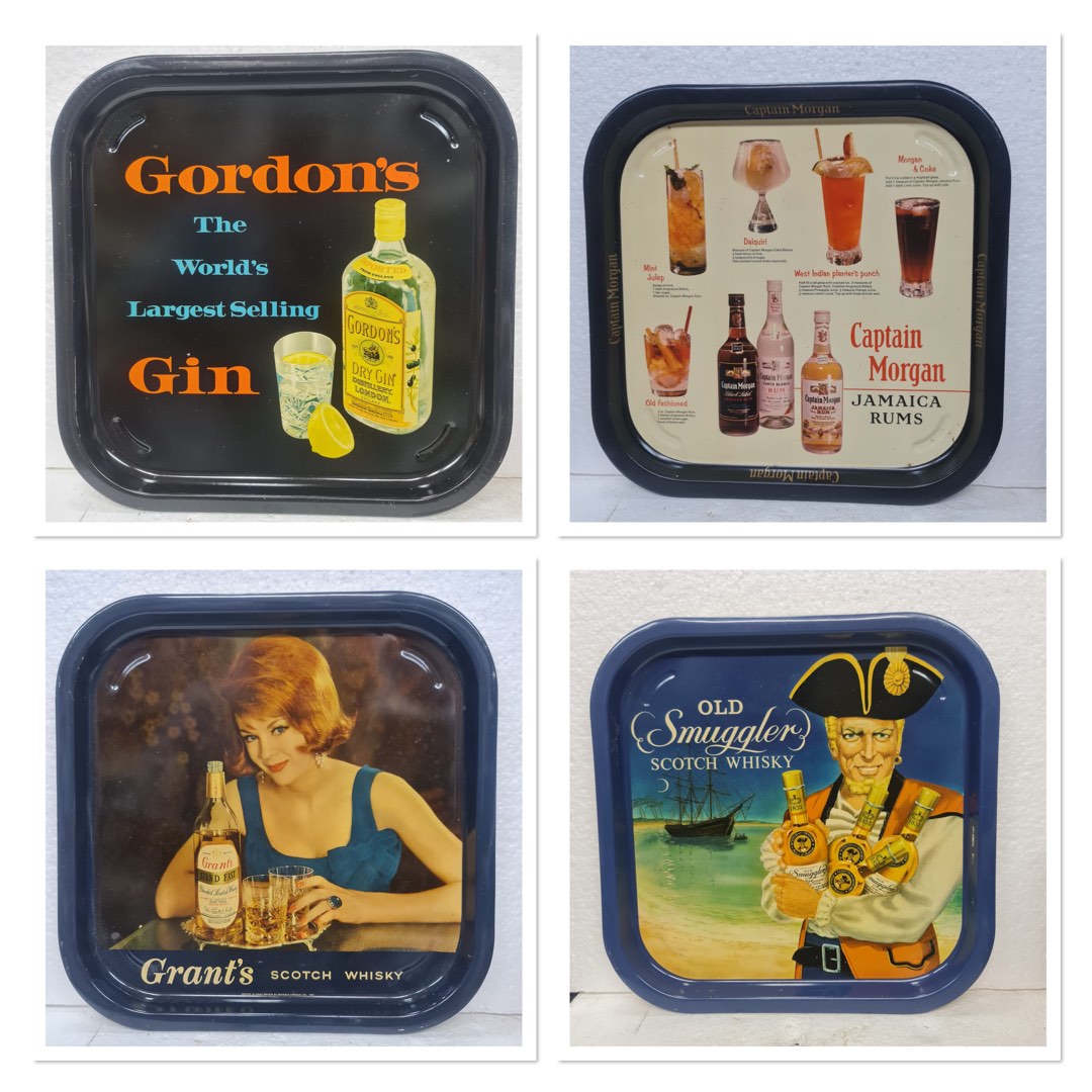 Vintage metal tray Gordon\'s Gin whisky & grants Vintage Morgan smuggler, Hobbies on & Collectibles Collectibles, Carousell scotch old Memorabilia captain Toys