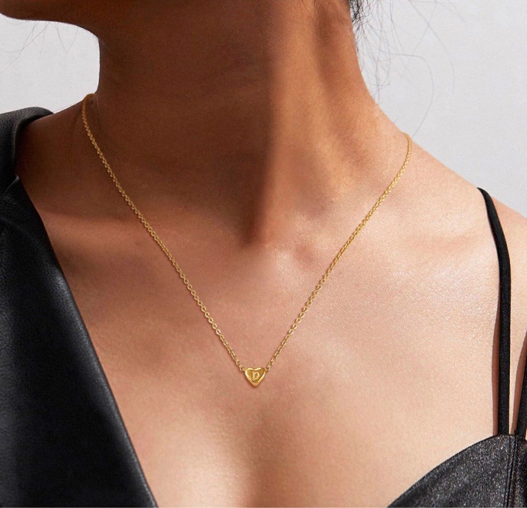 Gold initial cheap choker necklace