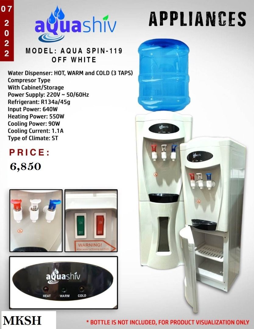 Water Dispenser Aqua spin119 Off White, TV & Home Appliances, Kitchen
