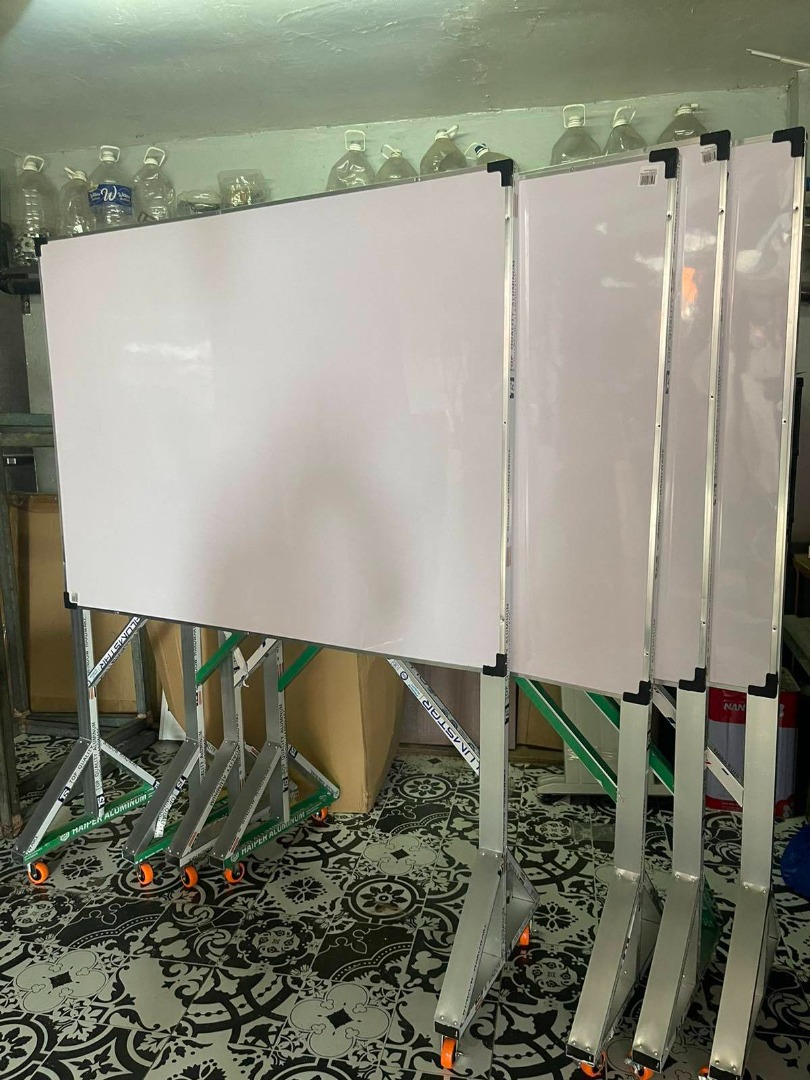 WHITEBOARD WITH STAND AND WHEELS ( 4 X 6FT ), Furniture & Home Living