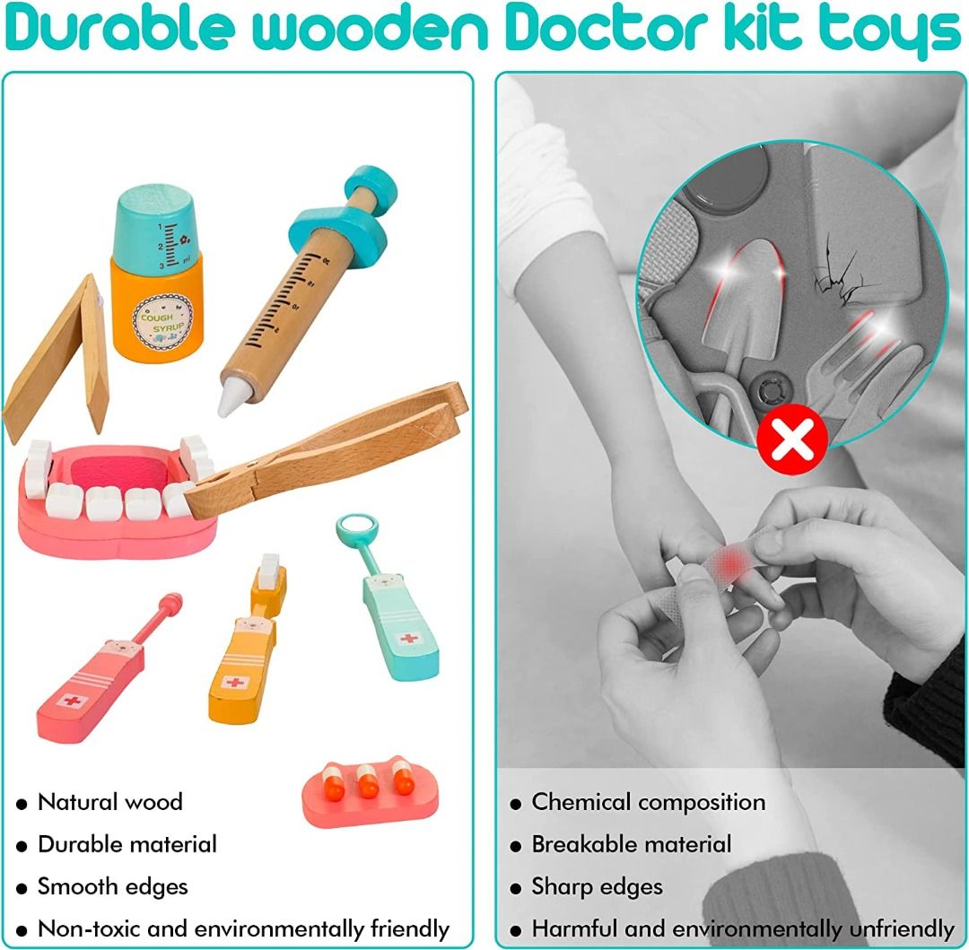 Durable doctor kit for kids, 23 pieces pretend play educational doctor toys