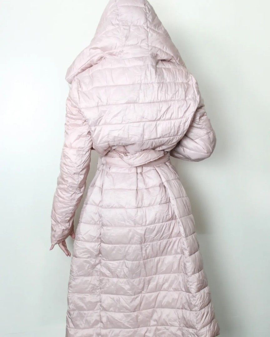 XL Blush Puffer Jacket with Hood and belt (S55), Women's Fashion, Coats