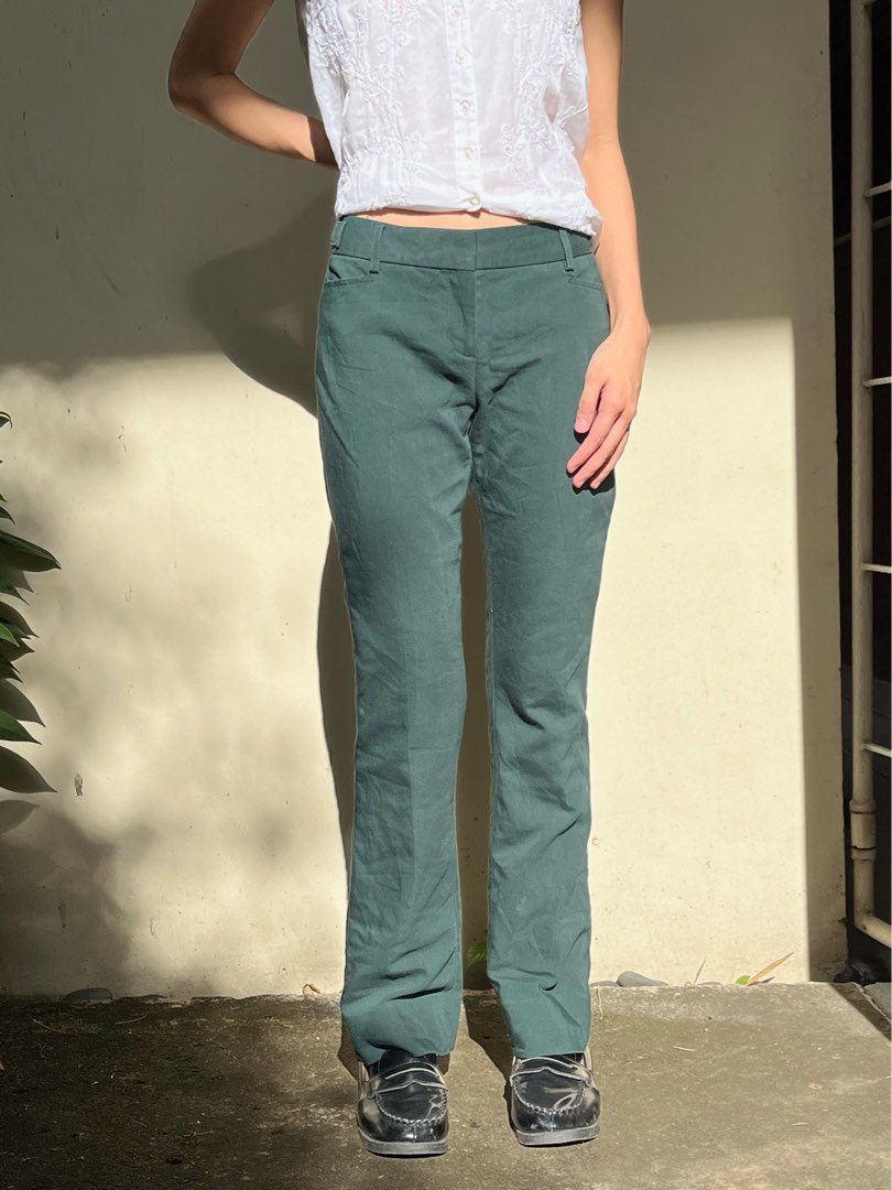 Y2K Low Waist Dark Green Jeans, Women's Fashion, Bottoms, Jeans on