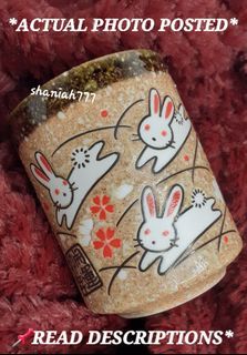 YEAR OF THE RABBIT" Mino Ware Traditional Japanese Yunomi Matcha Tea Cup Rare 1pc