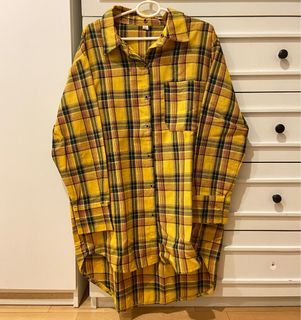yellow flannel baju kotak kotak kunning korean punk