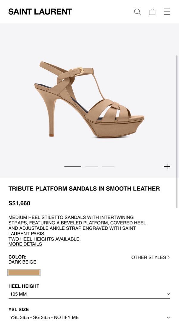 Luxury shoes for women - Saint Laurent Tribute sandals beige high heel