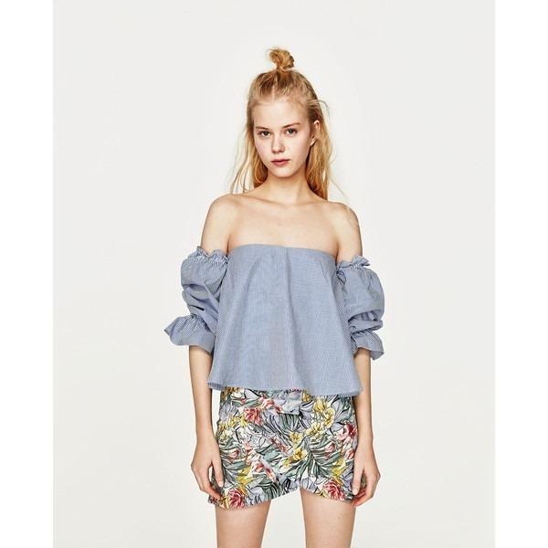 ZARA BLUE FLORAL SKIRT, Fesyen Wanita, Pakaian Wanita, Gaun & Rok di