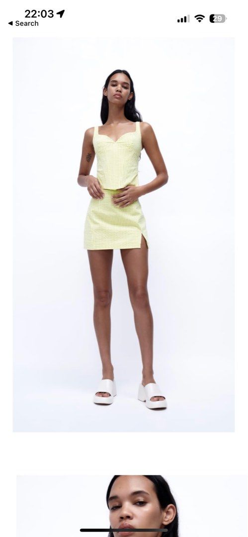 Yellow gingham skirt zara outlet