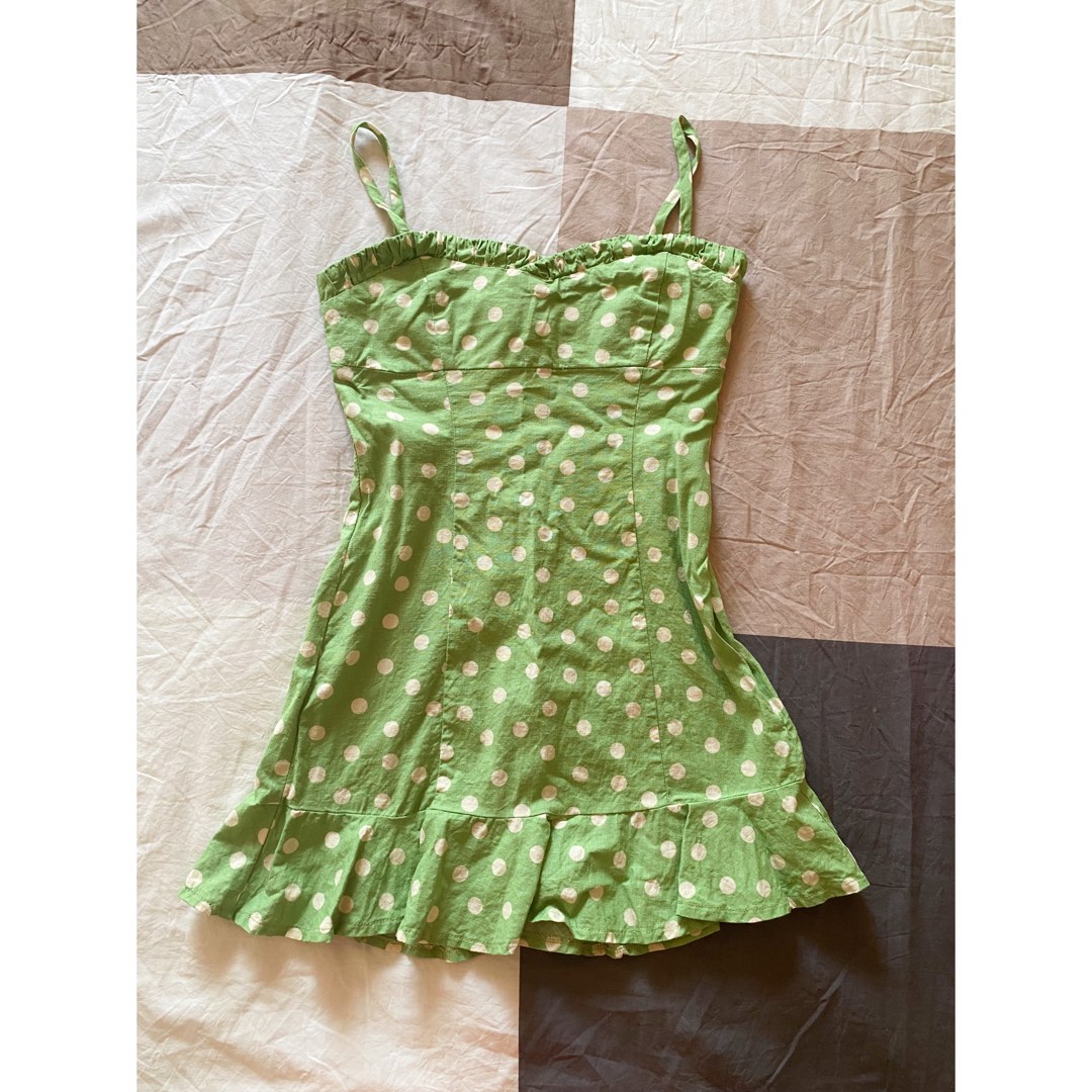 Zara green summer linen dress, Women's Fashion, Dresses & Sets, Dresses ...