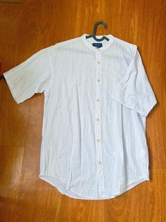 Zara Men Blue Stripe Short Sleeve Shirt