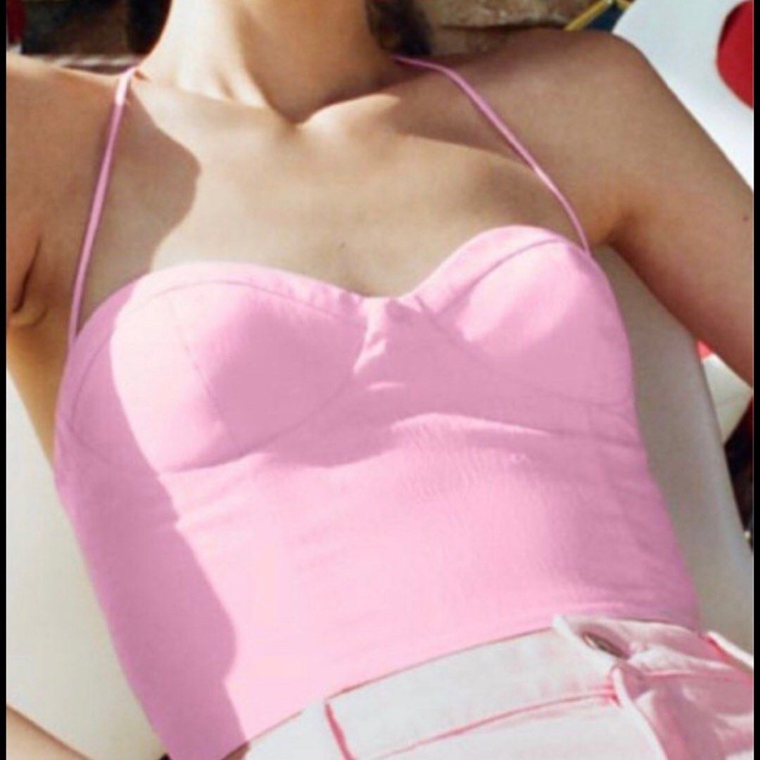 Zara Barbie Pink Corset Crop Top Tieback, Women's Fashion, Tops, Sleeveless  on Carousell