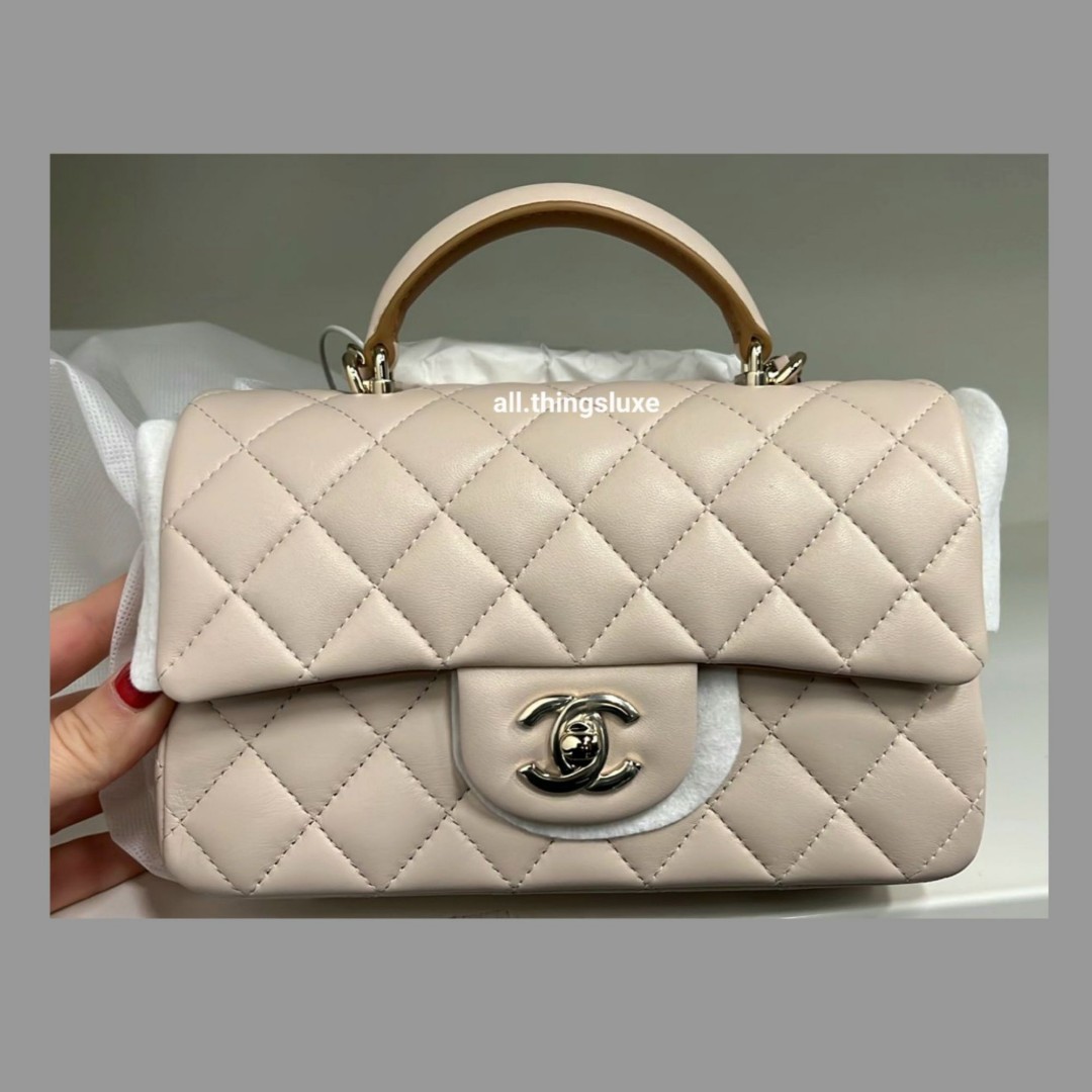 Chanel Beige Quilted Lambskin Vintage Square Mini Flap Bag in 2023