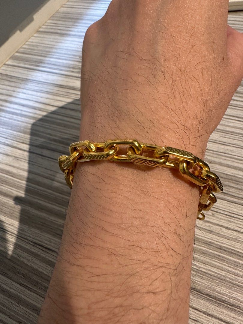 916 22K Gold Cable Link Bracelet Men s Fashion Watches