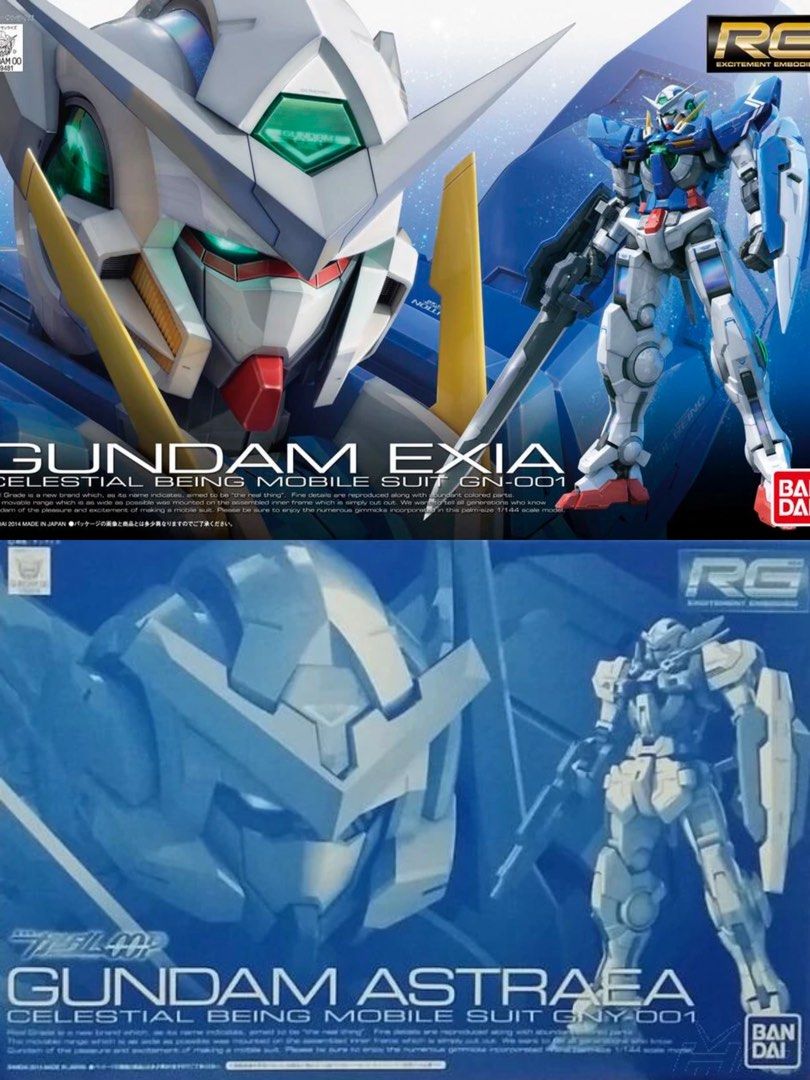 全新2盒未砌RG exia gundam 能天使高達艾斯亞00 白色正義女神P Bandai