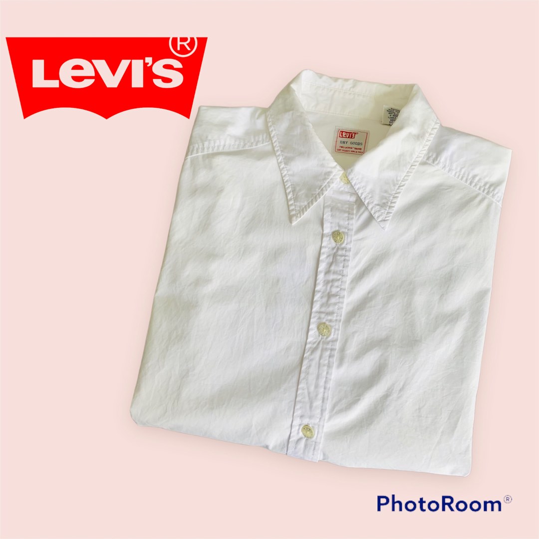 💯 Authentic LEVI'S Dry Goods White Button Up Shirt. Size L, Women's  Fashion, Tops, Shirts on Carousell