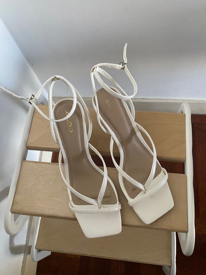 Aldo white strappy heels sales
