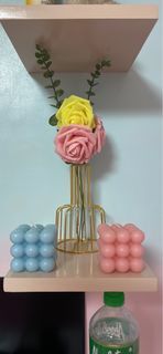 Artificial flowers with vase and candles set