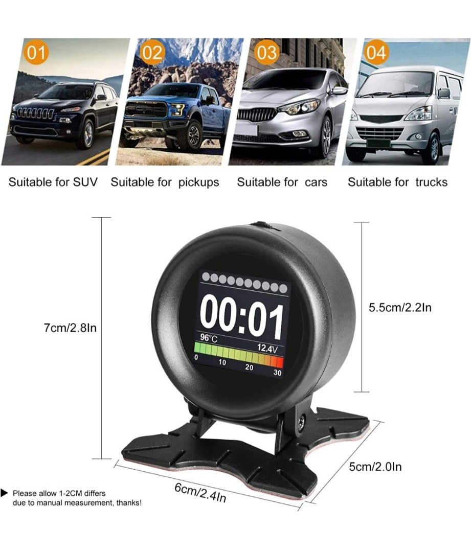 AUTOOL X60 Car OBD GPS HUD Multi-Function Digital Meter Alarm Speed ...