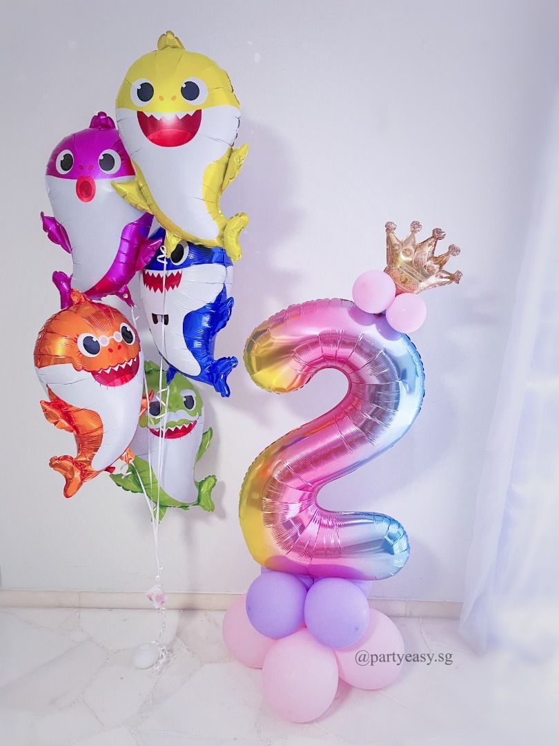 Baby Shark Family Helium Foil Balloon for Kids Birthday Party Decoration,  Hobbies & Toys, Stationery & Craft, Occasions & Party Supplies on Carousell
