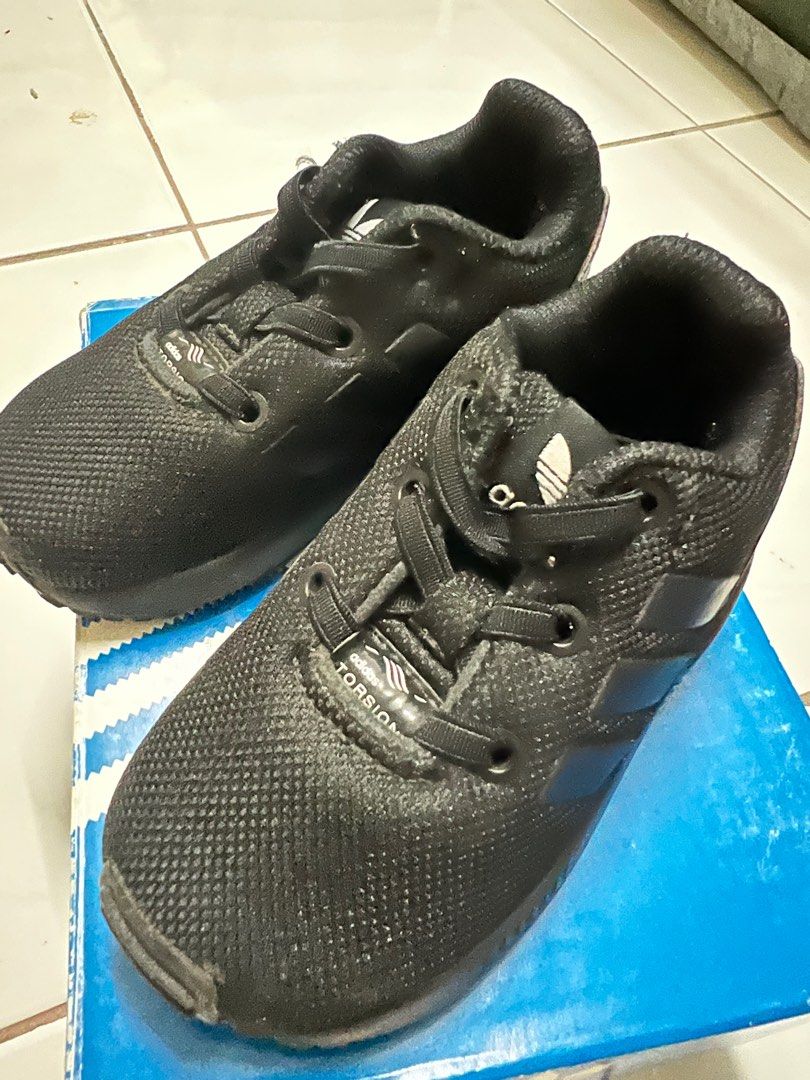 Black adidas Originals ZX Flux Children Babies Kids Babies