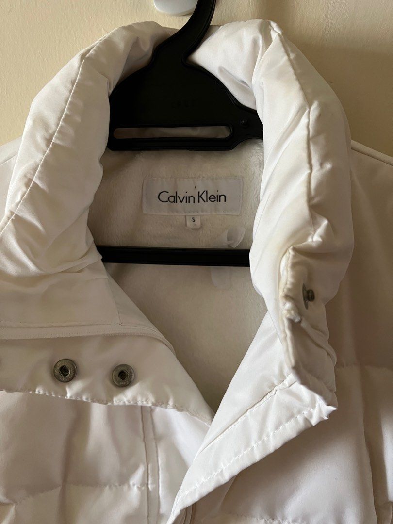 Calvin klein women's white coat store
