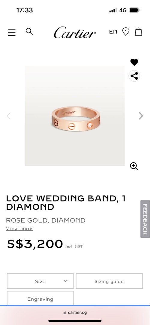 Cartier Love Wedding Band Ring 1 Diamond Luxury Accessories