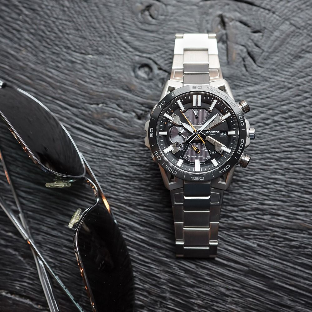 Casio edifice men's solar powered steel bracelet watch cheap