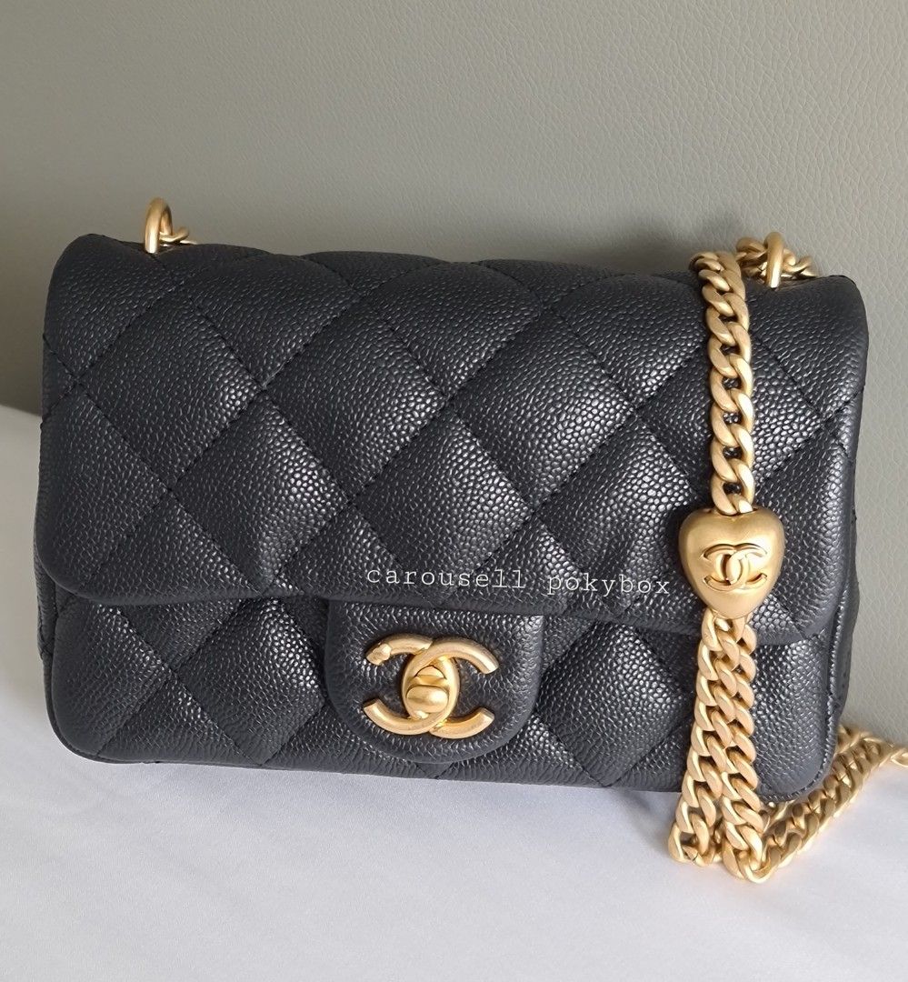 ❤sold❤CHANEL 23P Caviar Heart Pearl Crush Mini Rectangular Flap( 19cm),  Luxury, Bags & Wallets on Carousell