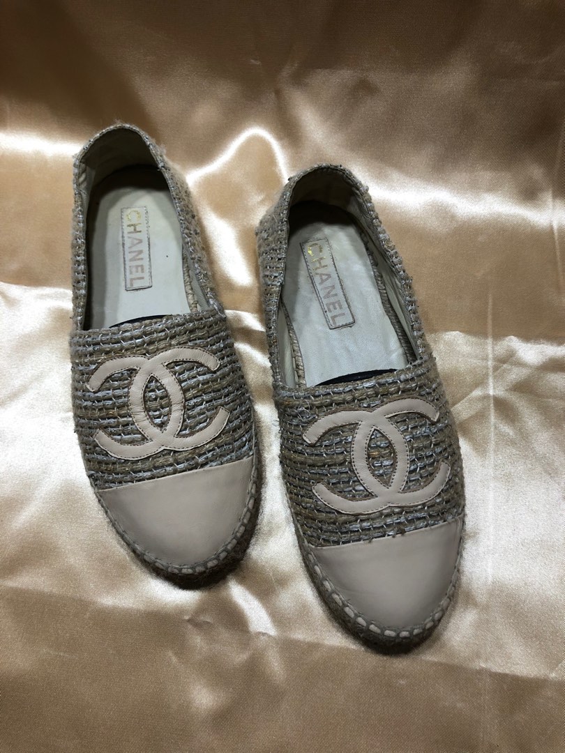 Chanel CC Espadrilles Tweed Black White Size 36  Coco Approved Studio