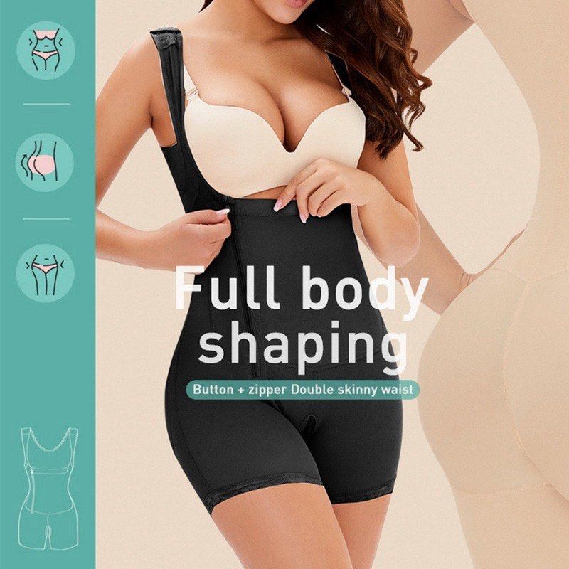 Women Full Body Fajas Colombianas Glue Zipper Open Crotch Lace Shapewear  Slimming Butt Lift Belly Control Bodysuits Body Shaper