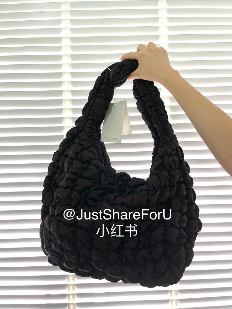 COS Quilted Oversized Shoulder Bag Black 100 ORIGINAL, Women's Fashion