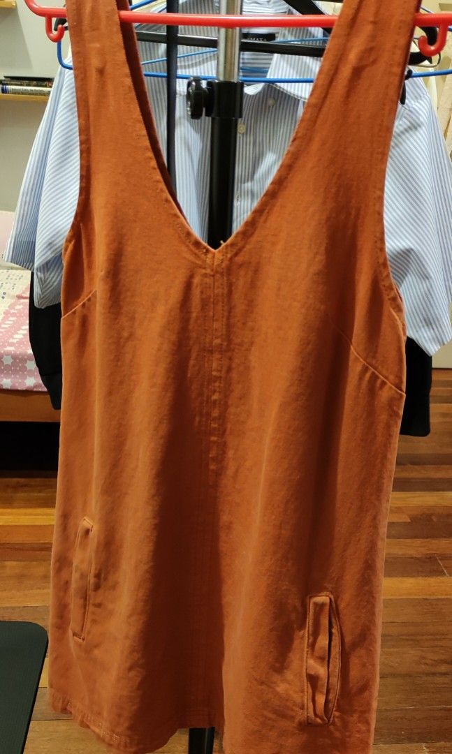 Burnt orange shop pinafore dress