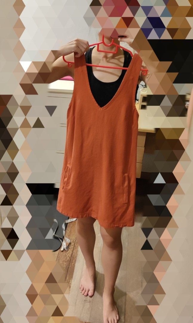 Burnt orange pinafore dress online
