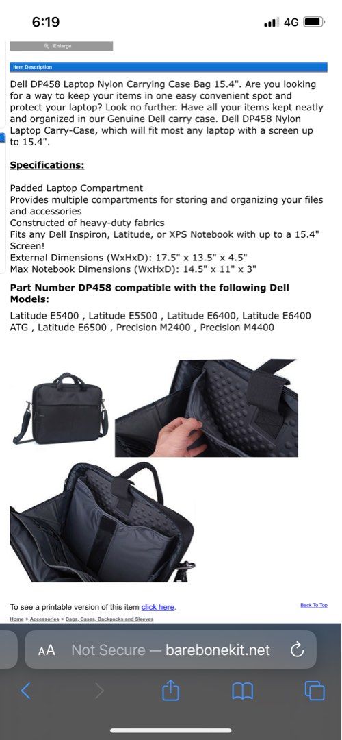 Dell DP458 Nylon Laptop Bag, Computers & Tech, Parts & Accessories
