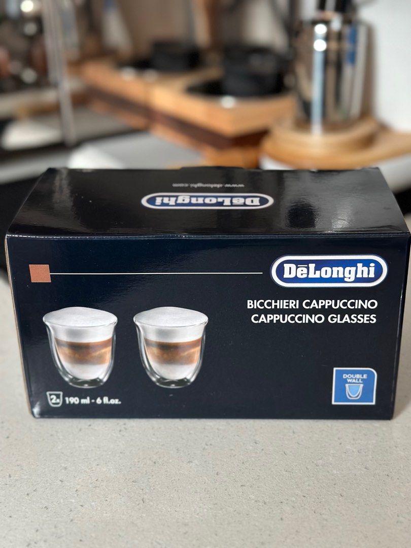 Delonghi Cappuccino (190ml) double wall coffee cups/glasses, Furniture
