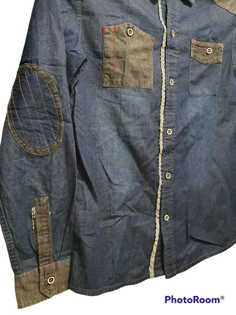 Denim Fabric Long Sleeve Short (Category: Tshirts & Polo Shirts ) located in Makati City. Submitted by jxyms (Listing ID 1214341457, Image 3). Description: PERSONAL Preloved Clothes Brand: Local Brand Size: Medium (fits Small-Medium) *Photo taken with warm ceiling lights..