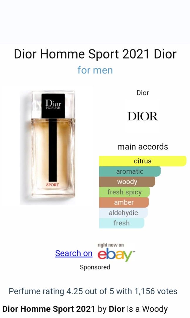 Dior homme deals sport notes