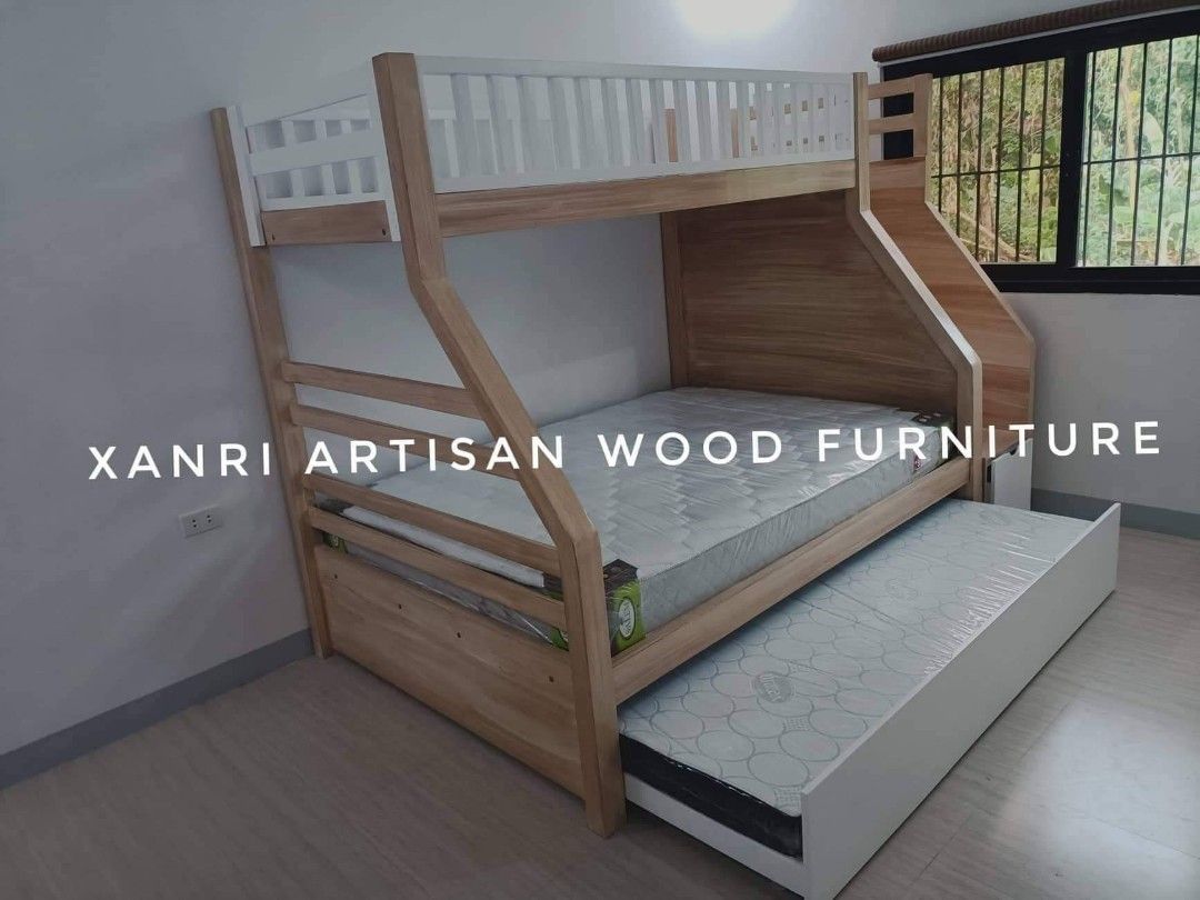 Double Deck Bed with Pullout And Step Drawers, Furniture & Home Living