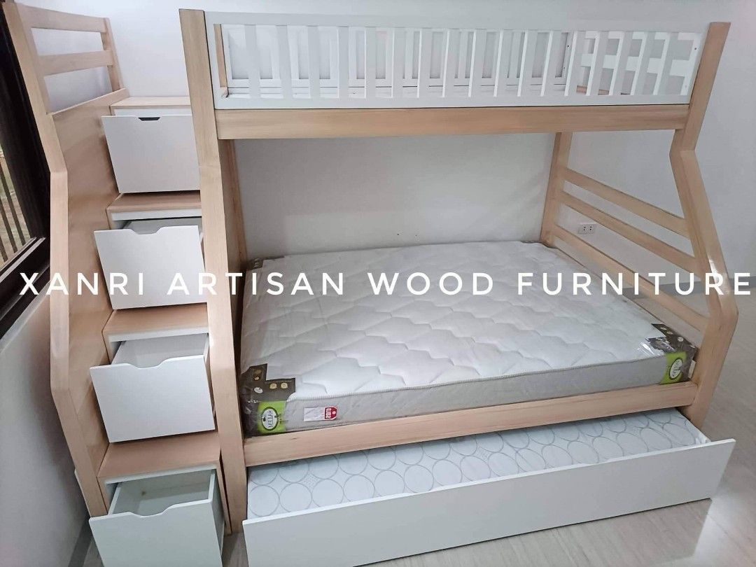 Double deck hotsell bed with cabinet