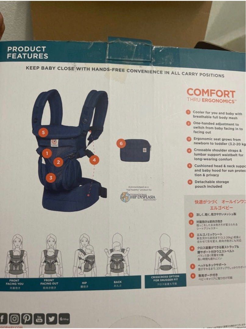 Ergobaby omni 360 carrier sling navy blue, Babies & Kids, Going Out