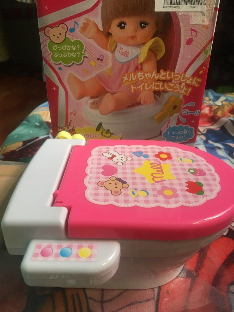 Flushing Toilet with sound (Category: Kids Toys) located in Manila. Submitted by closet185 (Listing ID 1214228507, Image 1). Description: From Japan. Flushing Toilet with sound of flush and music. Good quality toy. Please take note: NO DOLL INCLUDED!!! Battery included!!!.