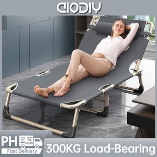 ￼Folding Bed Single Bed Reclining Chair Oxford Cloth 300kg Load-bearing Outdoor Folding Bed