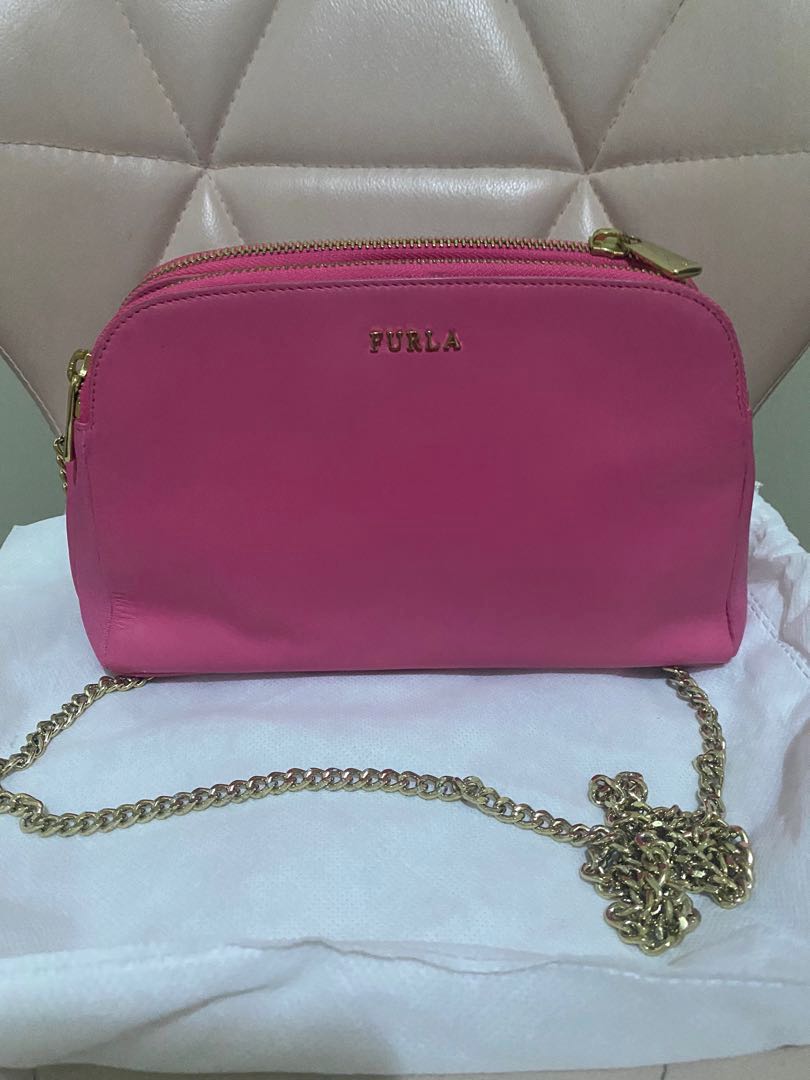 Furla pink gold chain sling, Women's Fashion, Bags & Wallets, Purses & Pouches on Carousell