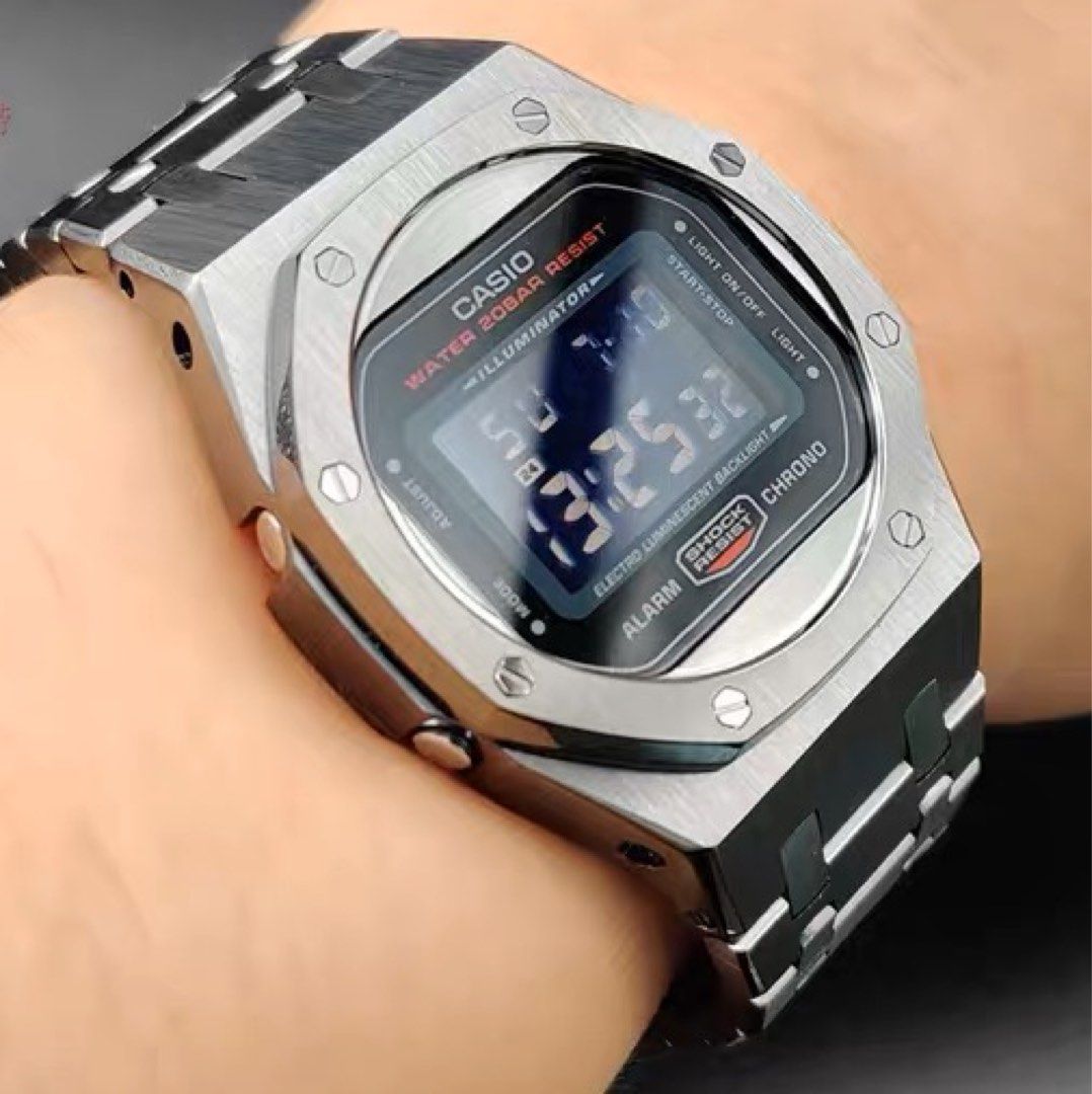 Gshock Casio Digital Watch custom mod Casioak dw5600 dw5610 gunmetal fullMetal Men s Fashion Watches Accessories Watches on Carousell