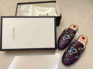 Gucci 經典馬銜扣 限量塗鴉拖鞋 保證正品