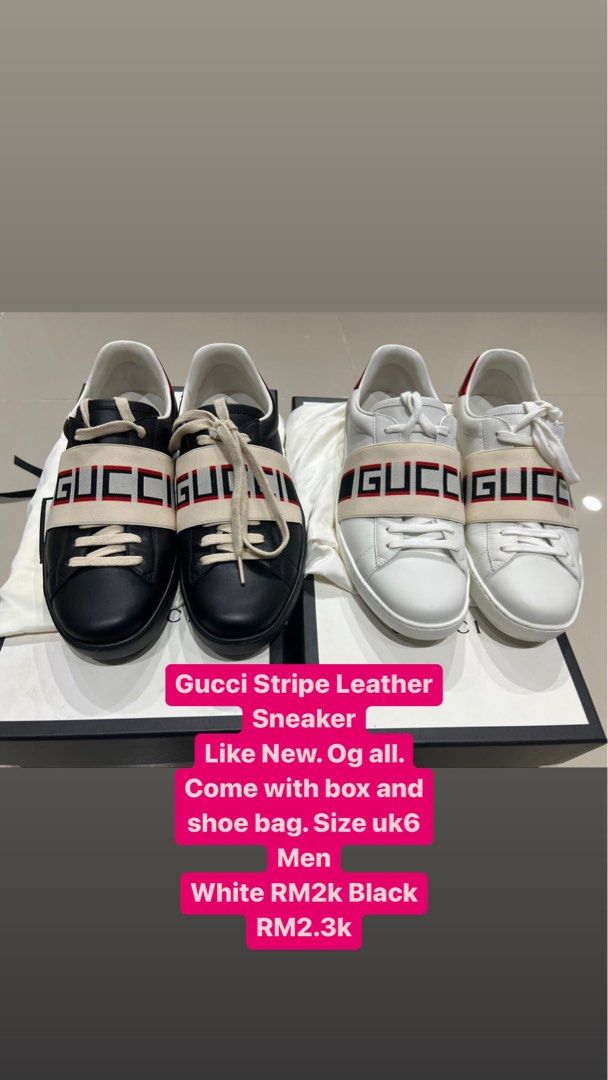 Gucci stripe leather sneaker black on sale