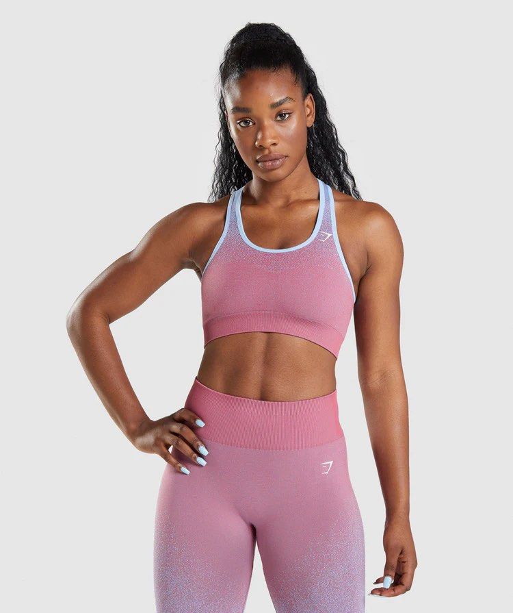 GYMSHARK Adapt Ombre Seamless Sports Bra in Rose Pink/Light Blue, Women's  Fashion, Activewear on Carousell