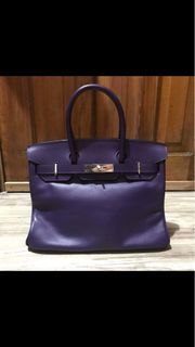 HERMES 2013 50cm Blue Lin Togo Leather HAC Birkin Travel Bag PHW